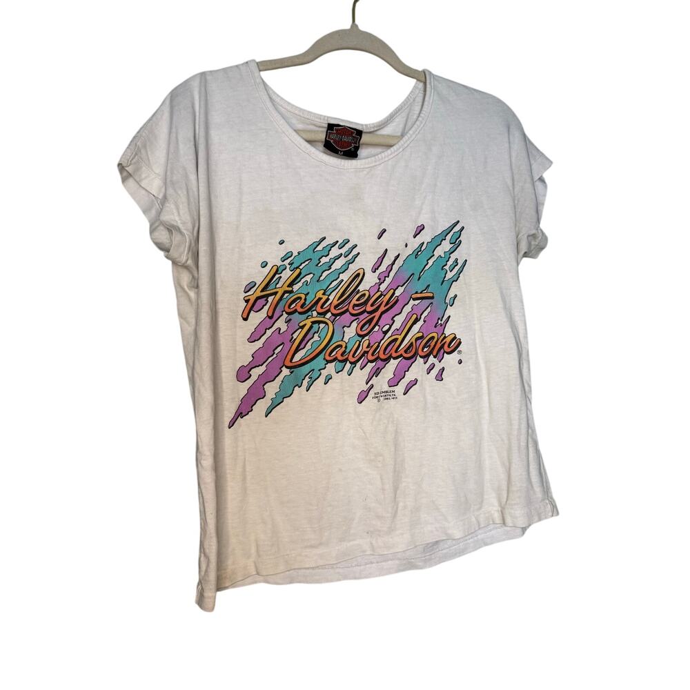 Vintage 1991 Harley-Davidson 3D emblem‎ graphic t-shirt